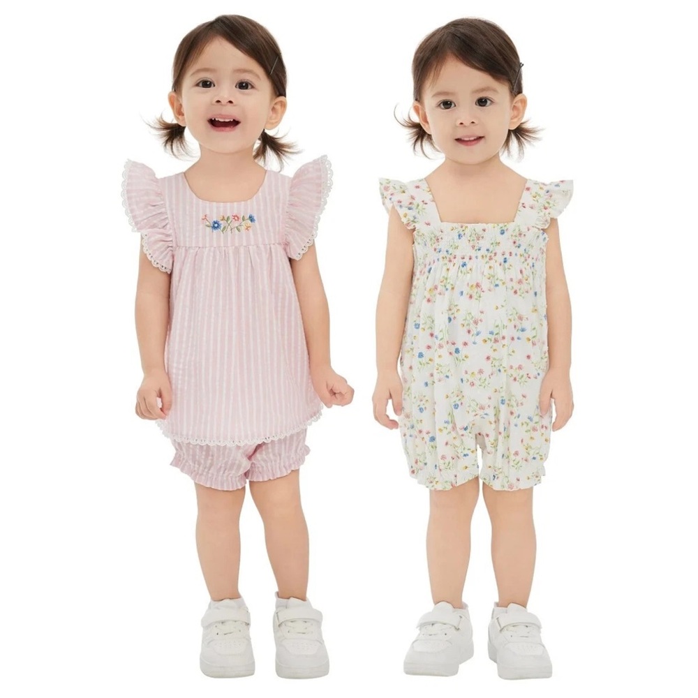 Little Me Floral and Striped Dresswear Set 9 month